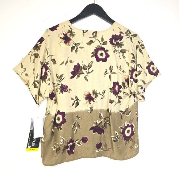 Vintage NWT Sag Harbor Green Floral Hawaiian Pearl Button Front Relaxed Blouse - Picture 2 of 7